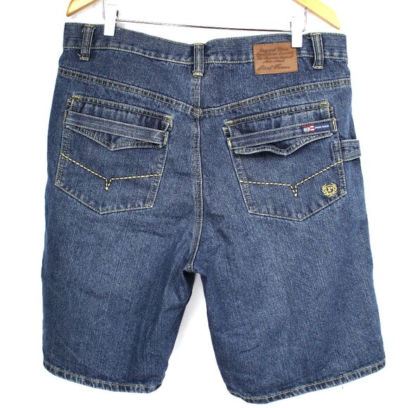 Phat Farm Men's 36 Blue Baggy Denim Carpenter Jorts Hip Hop Skater Y2K Vintage - Picture 5 of 7